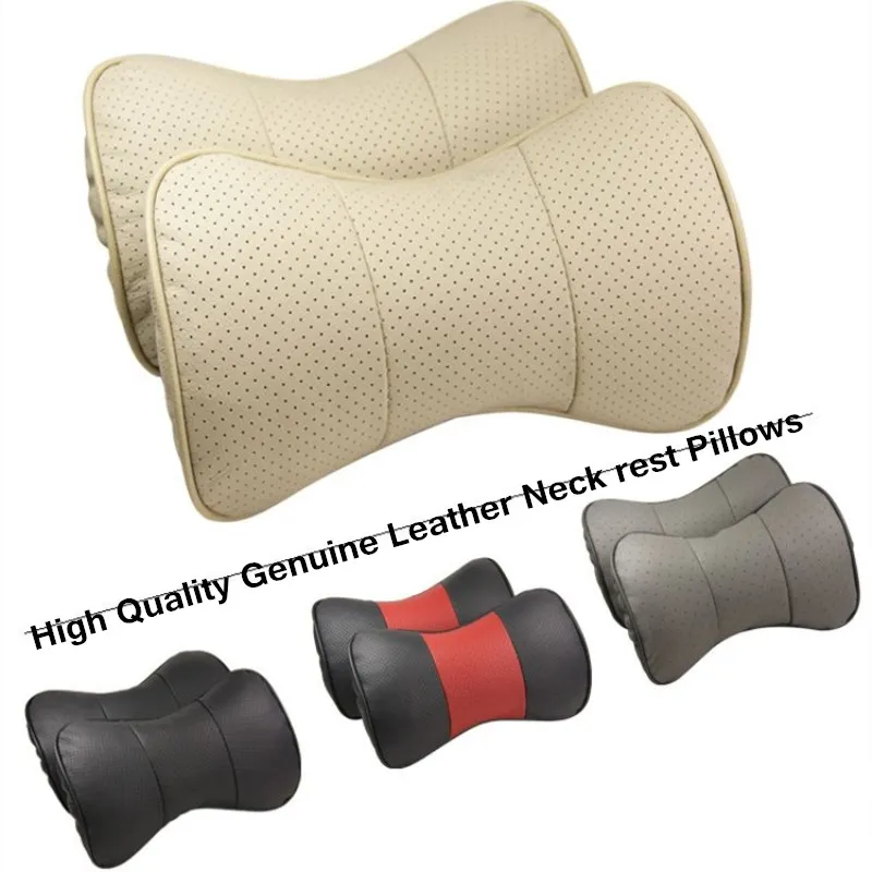 2pcs AUTO genuine leather neck rest Pillow Head restraint in car