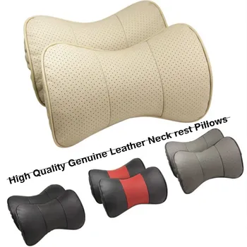 

2pcs AUTO genuine leather neck rest Pillow Head restraint in car Headrest automobile car accessories for bmw benz volvo etc.