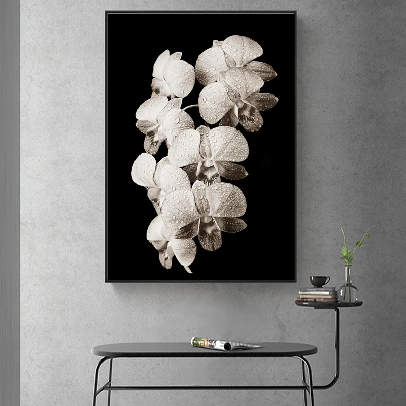 Скандинавские освежающие минималистичные картины на холсте с черными и белыми цветами, печатные плакаты с лилиями, настенные художественные картины, домашний декор для спальни