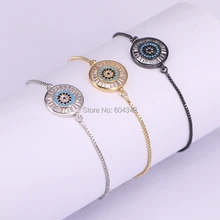 10 шт. ZYZ176-1784 микро Pave CZ цирконий круглый разъем Шарм горка цепи браслеты для женщин глаз Разъем браслеты