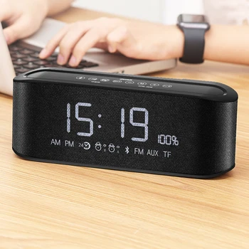 

Digital Alarm Clock Nightlight Office Table Clock Stereo wireless bluetooth speaker subwoofer 3d surround desktop mini stereo