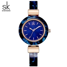 SHENGKE Women Popular Blue Watches Bangles Women Creative Charming Chain Style Clock Quartz Wristwatches Ladies Dress Watch 2018
