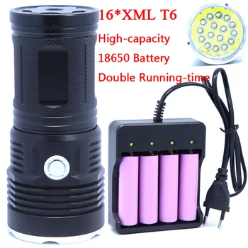 

16T6 38000 lumens LED flash light 16*XM-L T6 LED Flashlight Torch Lamp Light For Hunting Camping Use Rechargeable 18650 Battery