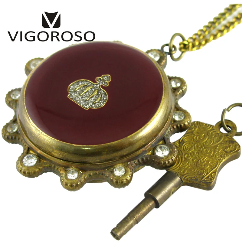 

Imperial Antique Pure Copper Crown Diamond Hand Winding Up Mechanical Pocket Watch Retro Vintage Old Clock Mens Women Treasure