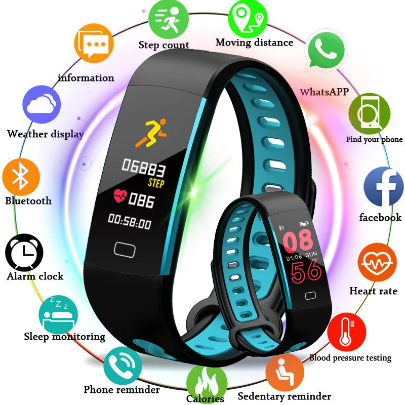 

LIGE New Women Smart Bracelet LED Color Screen Fashion Sport Pedometer Clock Android Smart Phone Watch Relogio inteligente+Box
