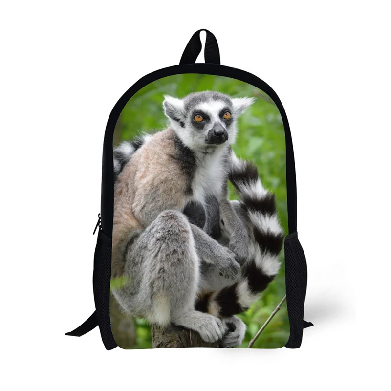 Школьный рюкзак для детей креативный классический с принтом Lemur animal школьников и