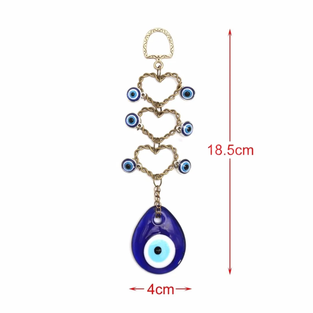 Fatima Hamsa Hand Amulet Turkish Evil Blue Eye Metal Ornament Protector  Glass Eye Charm Pendant Home Kabbalah Jewish Decor