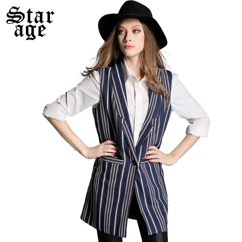 XL 5XL 2016 Spring Women Long Vest Jacket Casual Fashion