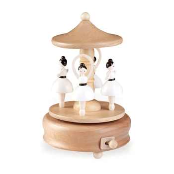 

Rotatable Ballerina Wooden Music Box Toy Decoration Christmas Gift Wood Crafts Retro Birthday Gift Home Decoration Accessories