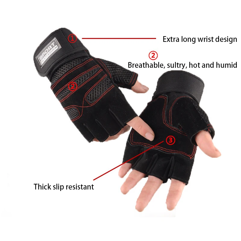 1 Pairs Elastic Gym Gloves Heavyweight Sports Exercise Weight Lifting Gloves Body Building Training Sport Fitness Gloves