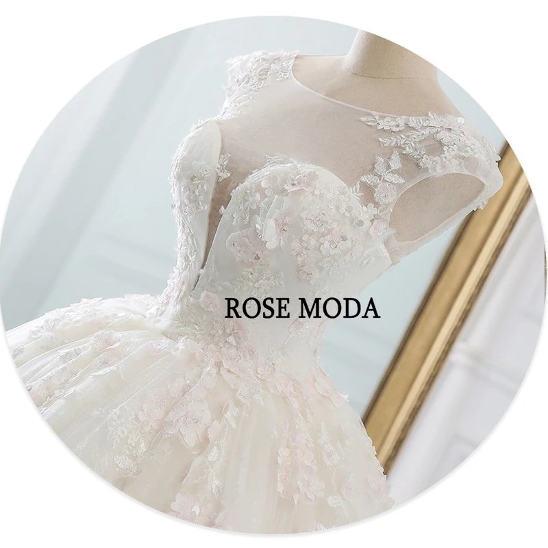 Роза Moda шапка класса люкс рукава кружевные свадебные платья 2019 длинным шлейфом Принцесса Свадебное бальное платье реальные фотографии