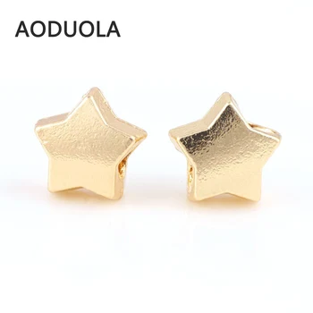 

10 Pcs a Lot Gold-Color Alloy Beads Star Shape DIY Big Hole Beads Spacer Bead Charm Fit For Pandora Charms Bracelet