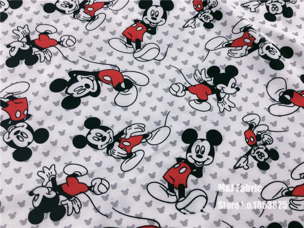 

50*150m Cartoon mickey knitted cotton fabric For Sewing Fat Quilting Patchwork baby diy Shirt skirt Cloth Textile