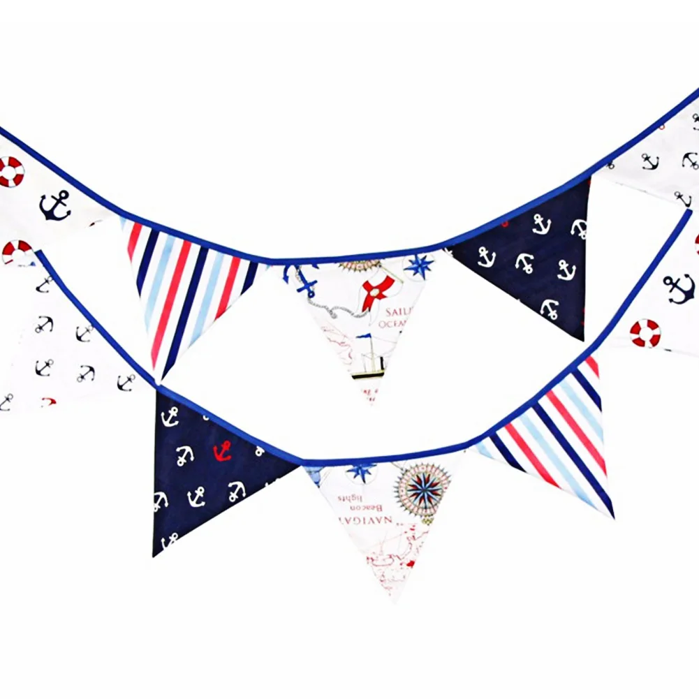 

12 Flags 3.2m Pirate Theme Cotton Fabric Bunting Pennant Flags Banner Garland Wedding Birthday Baby Shower Party Decoration