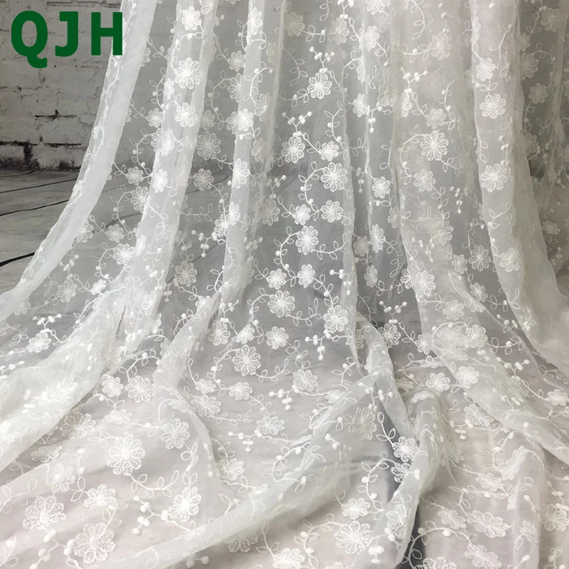 

5yard/lot White embroidery Lace Fabric french Exquisite Lace Trim for Clothes Wedding Dress DIY Sewing Craft Accessories