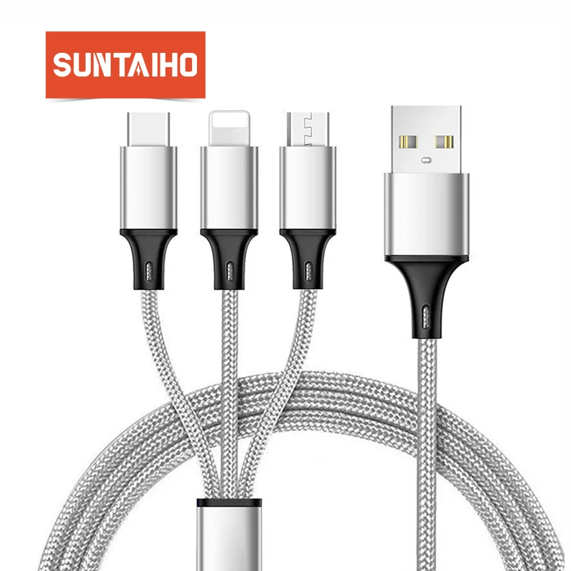 

Suntaiho Micro USB Cable USB C Type C 3in1 for xiaomi redmi note7 Cable For iPhone Samsung huawei Fast Charging Cables Wire Cord
