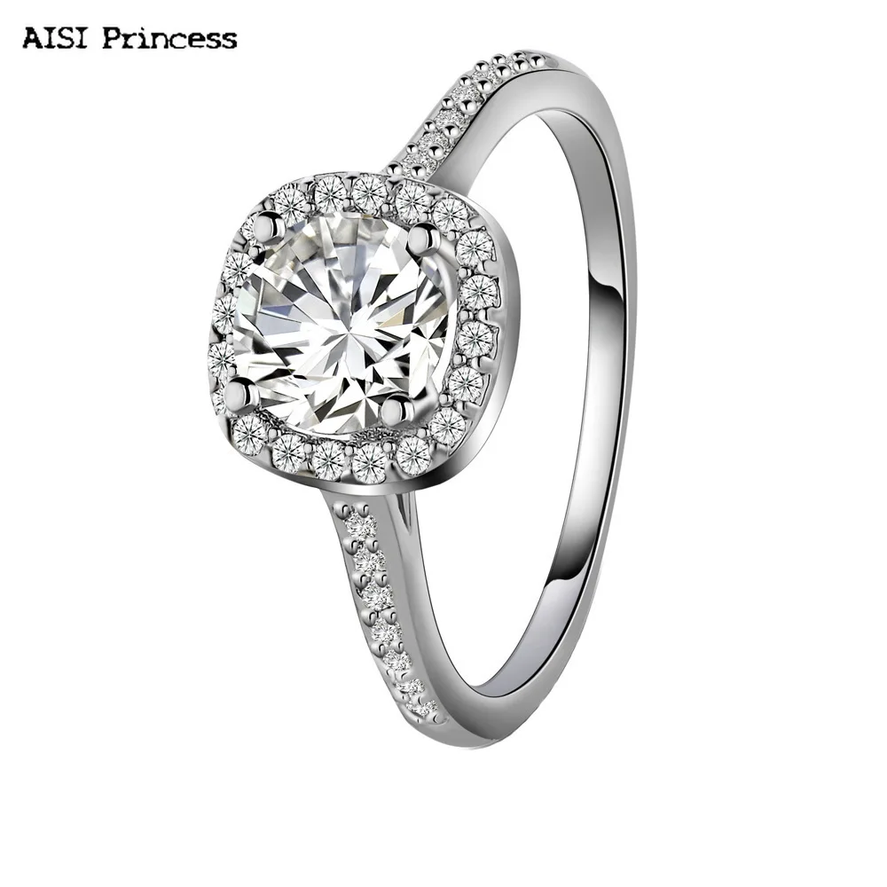 

New Hot Fashion Accessories Personality Diamonds Micro-inlaid Cubic Zirconia Plated White Gold Ring Female Jewelry Gift