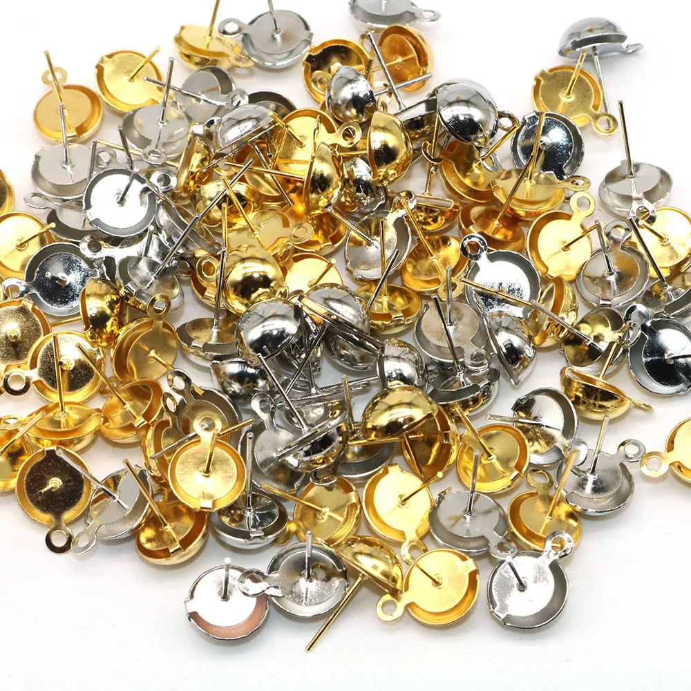 

Wholesale Clip On Earring Clasps Hooks Findings With Loop Clasp Earring Pins Round Base Diy Jewelry Making Accessories 100pcs