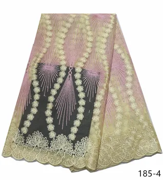 

African Stones Lace Fabric 2019 High Quality Lace French Net Embroidery Tulle Lace Fabrics For Nigerian Party Dress 185