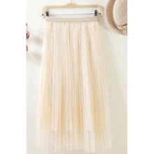 Студенческая сетчатая юбка женская новая вертикальная полосатая кружевная юбка Феи тонкая длинная юбка для похудения юбка весна-лето AA7