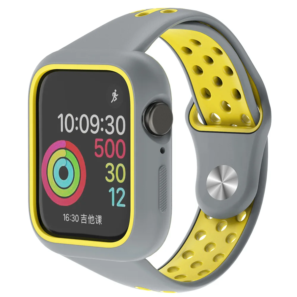 Lbiaodai защитный чехол для apple watch band iwatch 4 5 band 38 мм 42 мм 44 мм 40 мм 3 i ремешок для часов анти-падение крышка аксессуары - Цвет ремешка: gray yellow