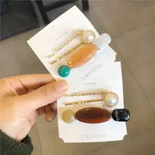 3 шт./компл. Модные женские и женские винтажные ацетатные красивые элегантные зажим для волос с жемчугом заколка в виде геометрических фигур аксессуары для укладки волос