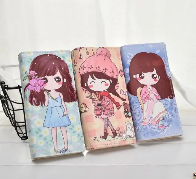 Cartoon new female style long purse cartoon beauty temperament zero purse