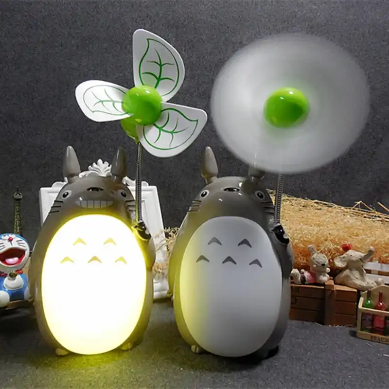 ventilador de totoro de dibujos animados kawaii para ninos lampara led de noche usb lectura mesa escritorio regalo decoracion del hogar