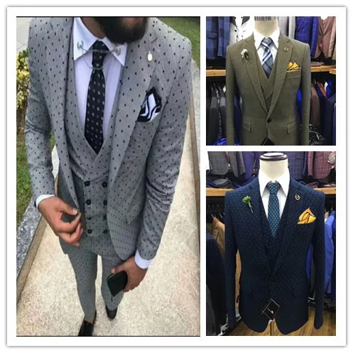 

New Terno Masculino Boutique Plaid Latest Coat Pant Designs men suit for wedding point mens Suits Business jacket pant vest