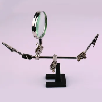 

60mm 5X Third Hand Soldering Iron Stand Helping Clamp Vise Clip Tool Magnifying Glass wholesale Electronic Appliance Repair