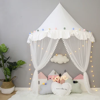Kids Teepee Tents Children Play House Castle Cotton Foldable Tent Canopy Bed Curtain Baby Crib Netting Girls Boy Room Decoration 2