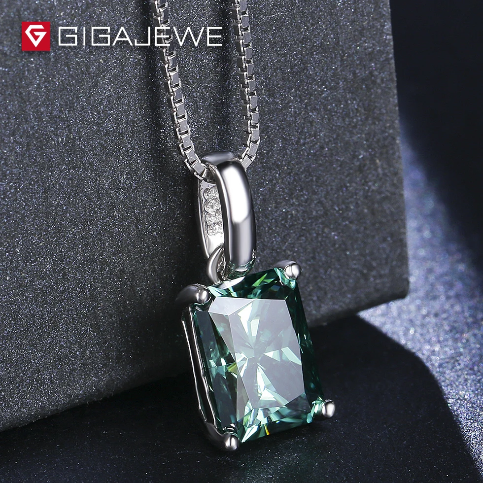 GIGAJEWE 2.2ct 12x9 мм зеленый цвет сияющий граненый камень Муассанит ожерелье для серебряных ювелирных изделий