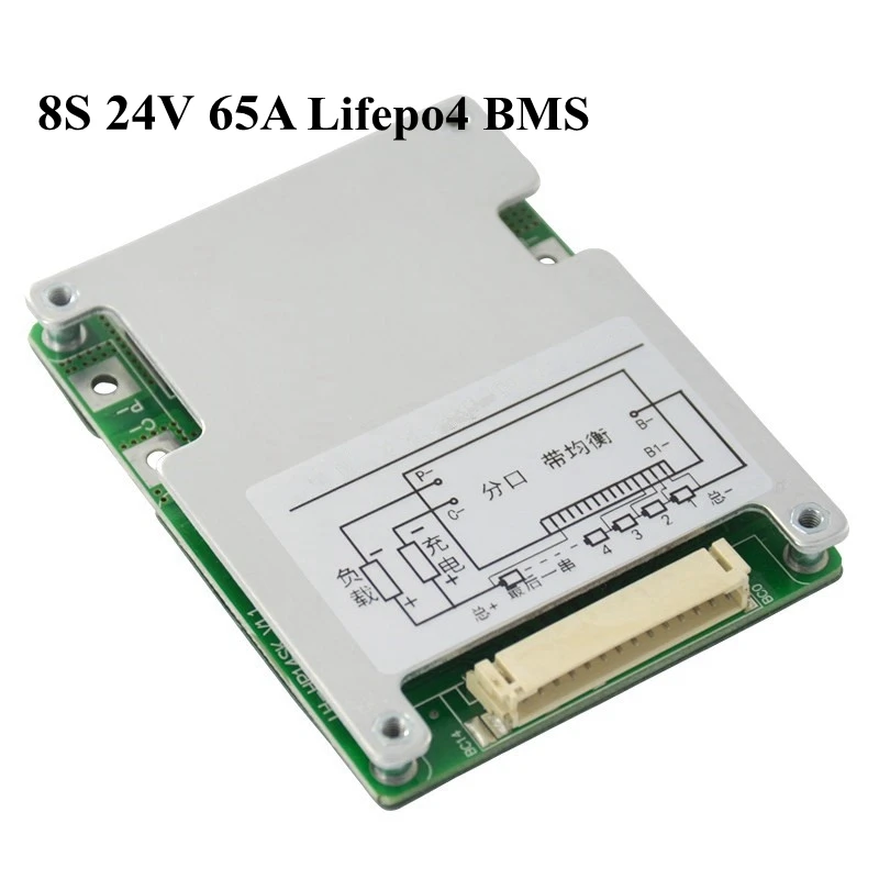 

24v 8s BMS Lifepo4 24v 65A High Discharge Current Battery Protection Board for 24v 1500w Electric Mortercycle E-scooter Battery