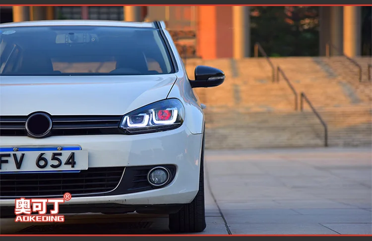 AKD Тюнинг автомобилей фары для VW Golk6 Golf 6 MK6 светодиодные фары DRL ходовые огни биксеноновые фары Противотуманные фары с ангельскими глазками авто