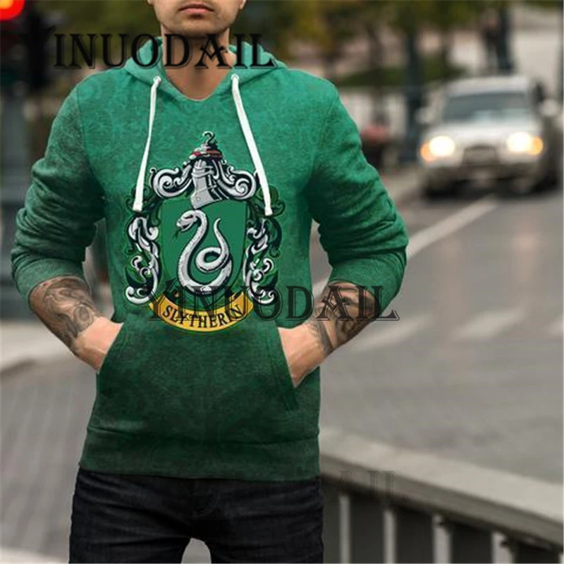 Wizardry 3D Printed Hoodie with Pocket Ravenclaw Gryffindor for Adult Unisex Sweatshirt Costume Hoodies Men Clothes Harri Potter
