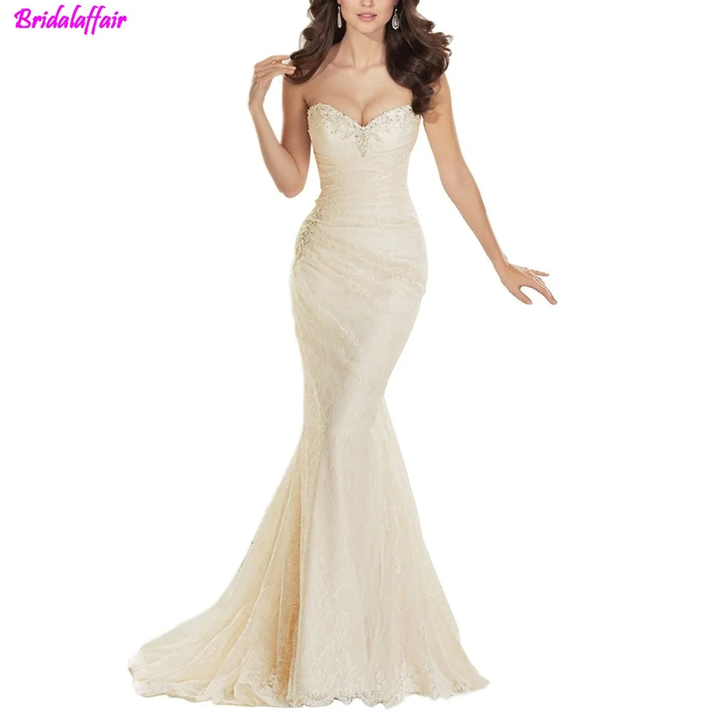 

Vestido De Novia 2019 Free Shipping Mermaid Wedding Dresses Elegant Beautiful Lace Flowers Mermaid Wedding Dresses bridal dress