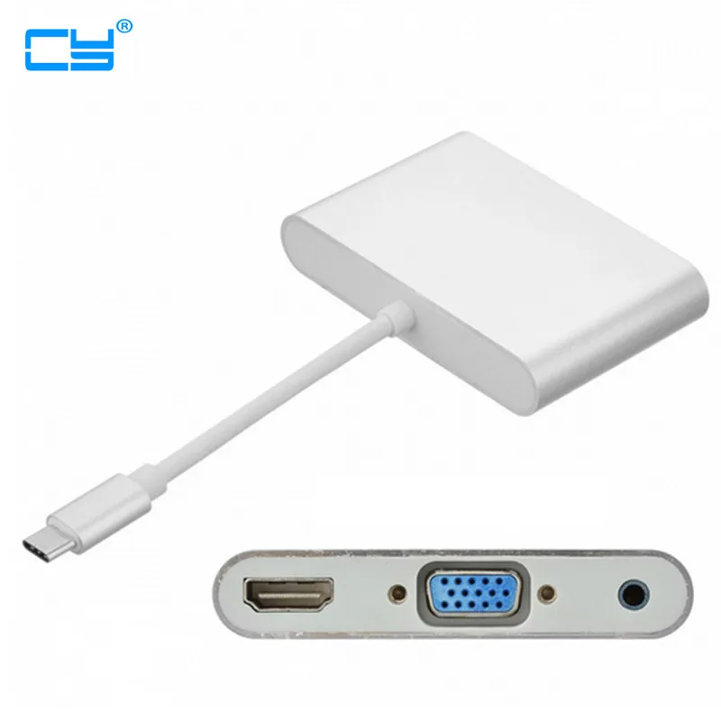 

Combo USB 3.1 Type-C USB-C to HDMI Digital AV & VGA & 3.5mm Audio Adapter for Laptop & Notebook