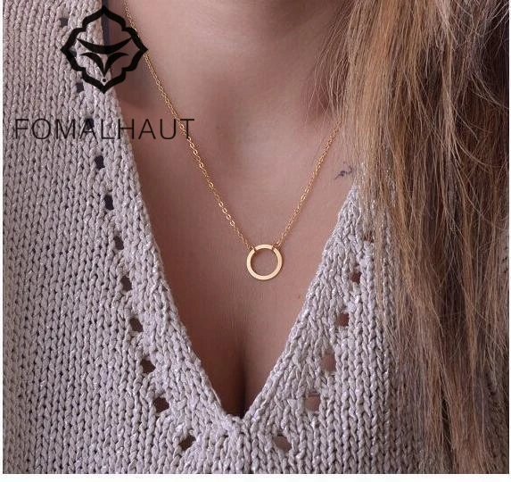 

FOMALHAUT Simple Ring Gold color Fatima Bar Necklace Long Strip Pendant Necklaces Women 2015 Jewelry XJ-08