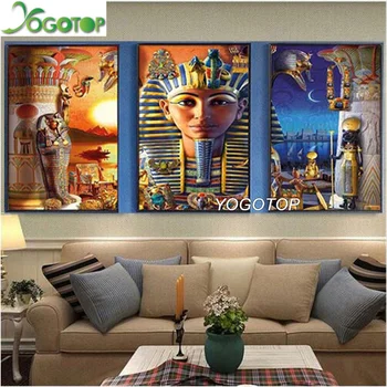 

YOGOTOP DIY Diamond Painting Cross Stitch Kits Full Diamond Embroidery 5D Diamond Mosaic Needlework Egypt Triptych ML159