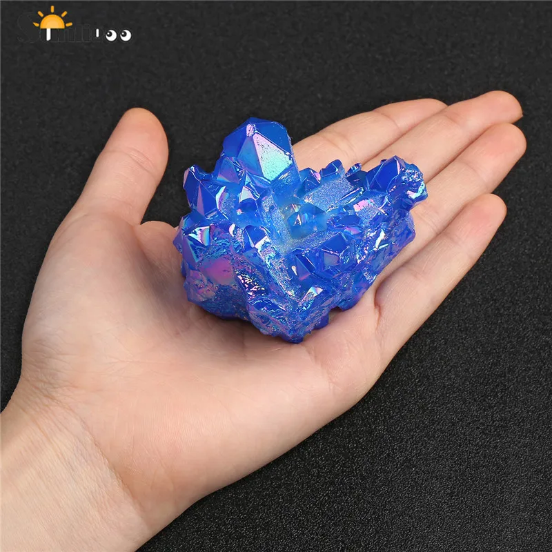 

Sunligoo Hot Style 1pc Irregular Natural Titanium Coated Crystal Quartz Cluster Drusy Geode Specimen Decor- 0.28lb to 0.35lb