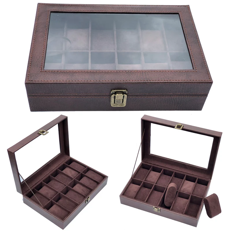

Grids Handmade Watch Box Clock Box Time Box Watch Case for Watch Holding