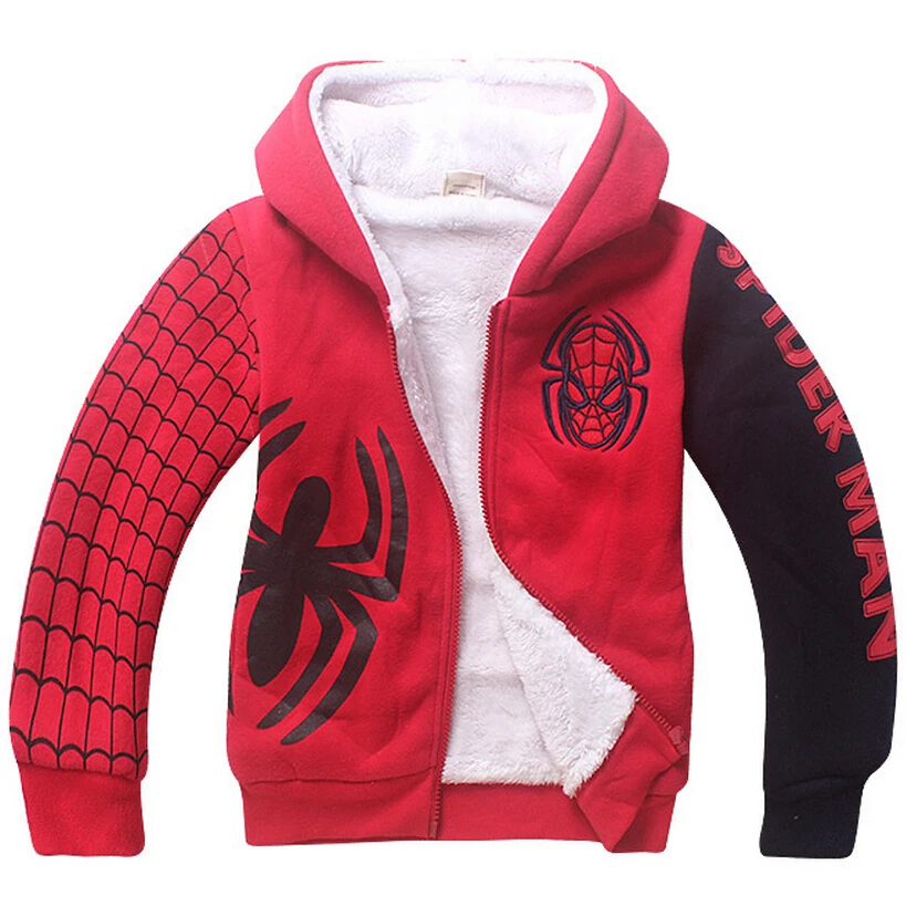 

HOT Children Spider-man Thicken Sweatshirts Coat Baby Boys Spiderman Fleece Hoodies/Kids Winter Warm Cartoon Outerwear Clothing