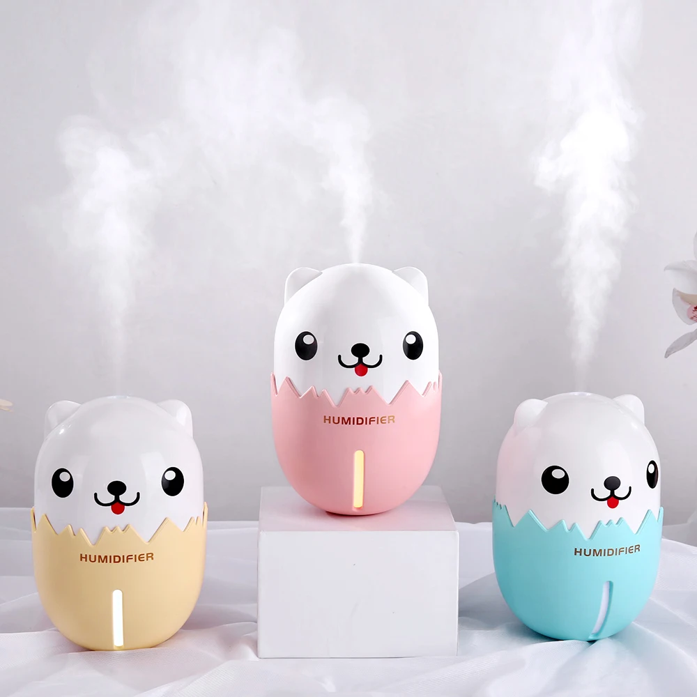 

350ml Air Humidifier LED Lights Ultrasonic Cartoon Dog USB Aroma Diffuser Mist Maker Fogger Mini Car Air Purifier