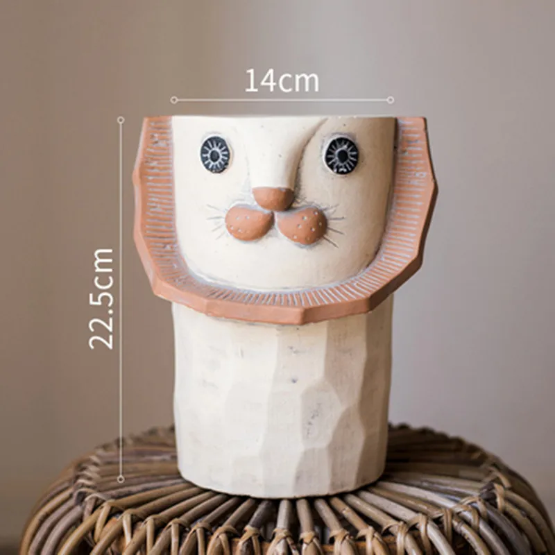 

Modern Abstract Lion Flower Ware Art Deco Flower Pot Creative Storage Desk Ornaments Living Room Decor Housewarming Gift M1645