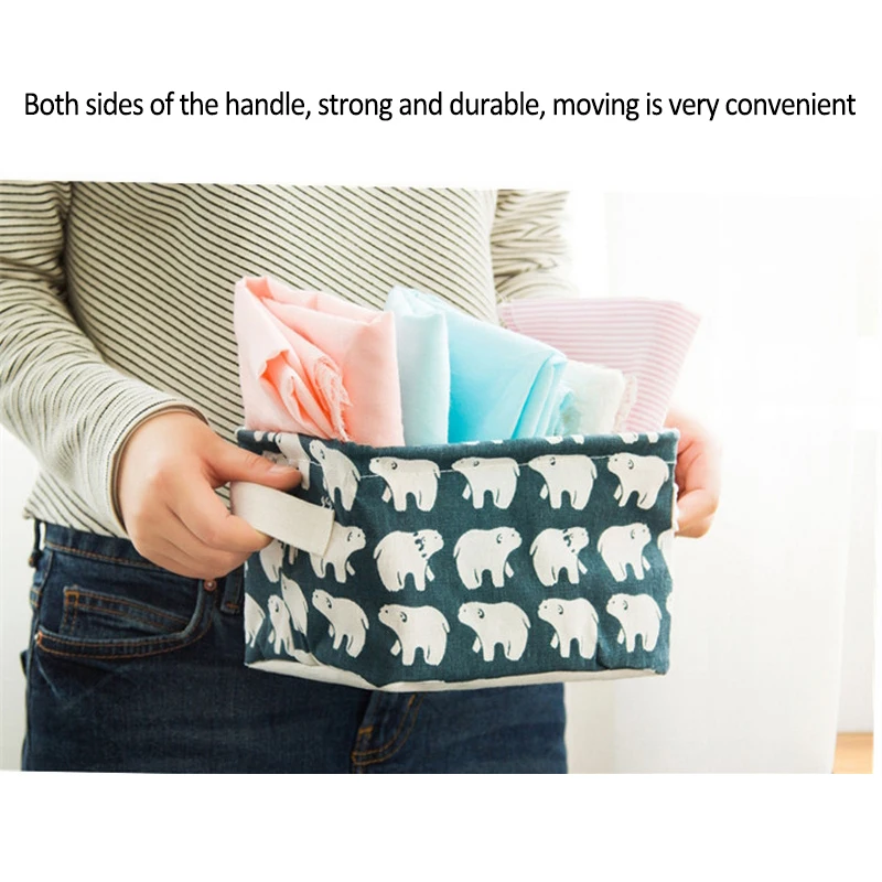 Тканевая корзина для хранения настольная мусора игрушек мытья грязной одежды