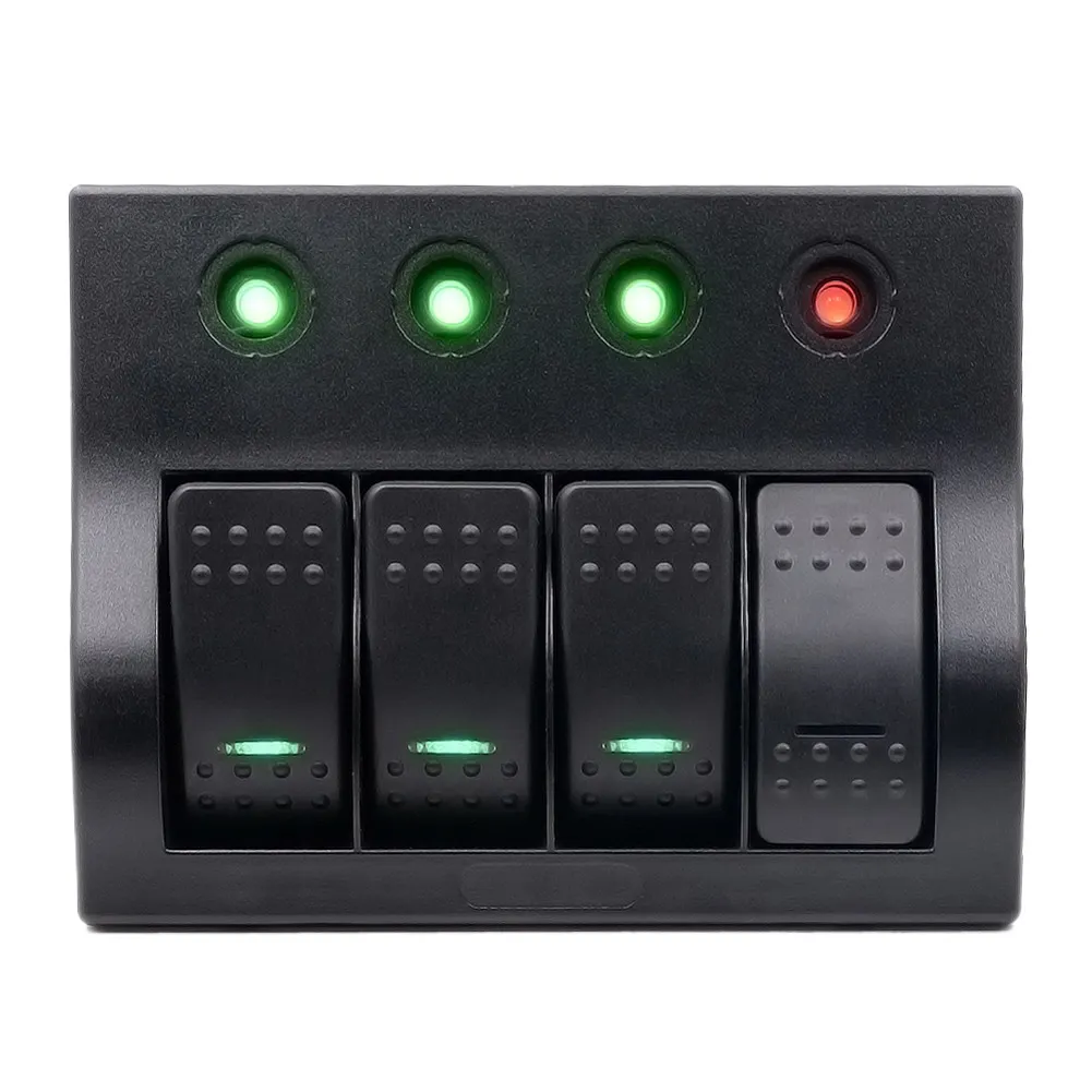 

2016 New 4 Gang LED Switch Panel 12V/24V Car Boat Rocker Switches Fit for headlight switch /fog lamp switch *