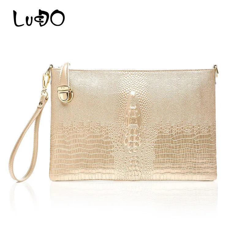 

LUCDO Genuine Leather Day Clutch Bag Evening Female 2018 Luxury Handbags Women Bags Designer Purses Hand Bag High Quality Bolsa