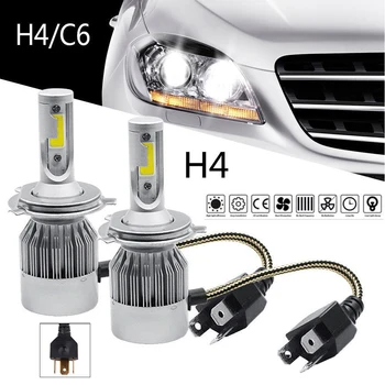 

2 PCS Automobile Headlight Low beam Kit Turbo Light Bulbs COB H4 C6 72W LED Halogen Car accessories Universal