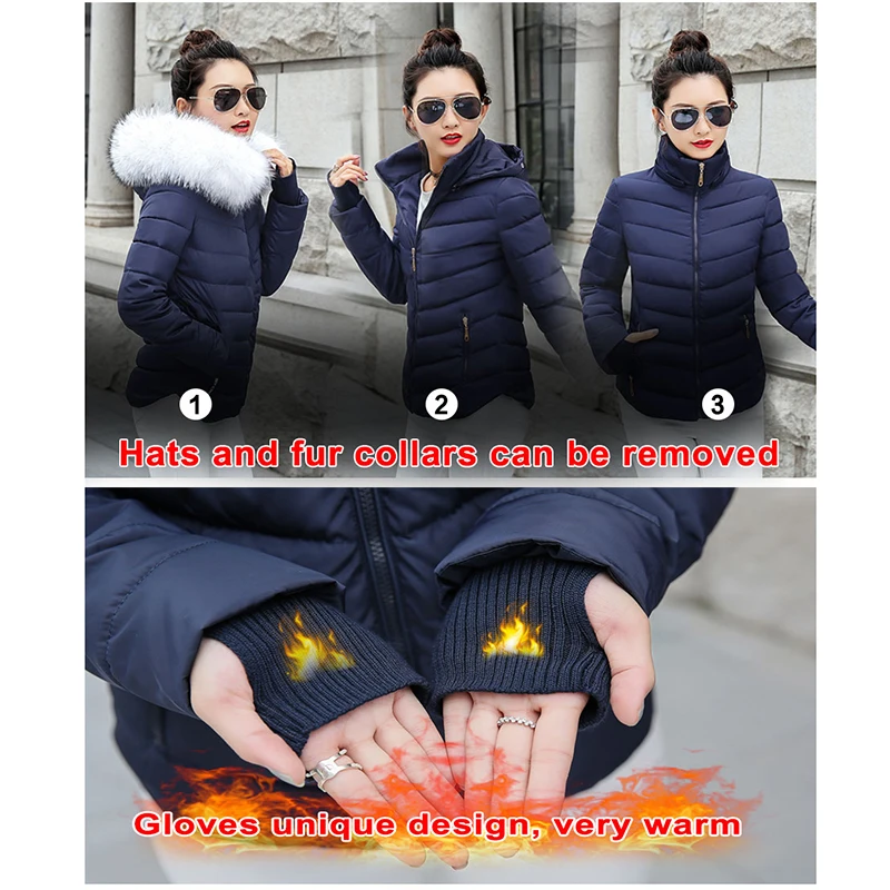 Парка женская с капюшоном и большим меховым воротником|women winter coat|women fashion coatfashion