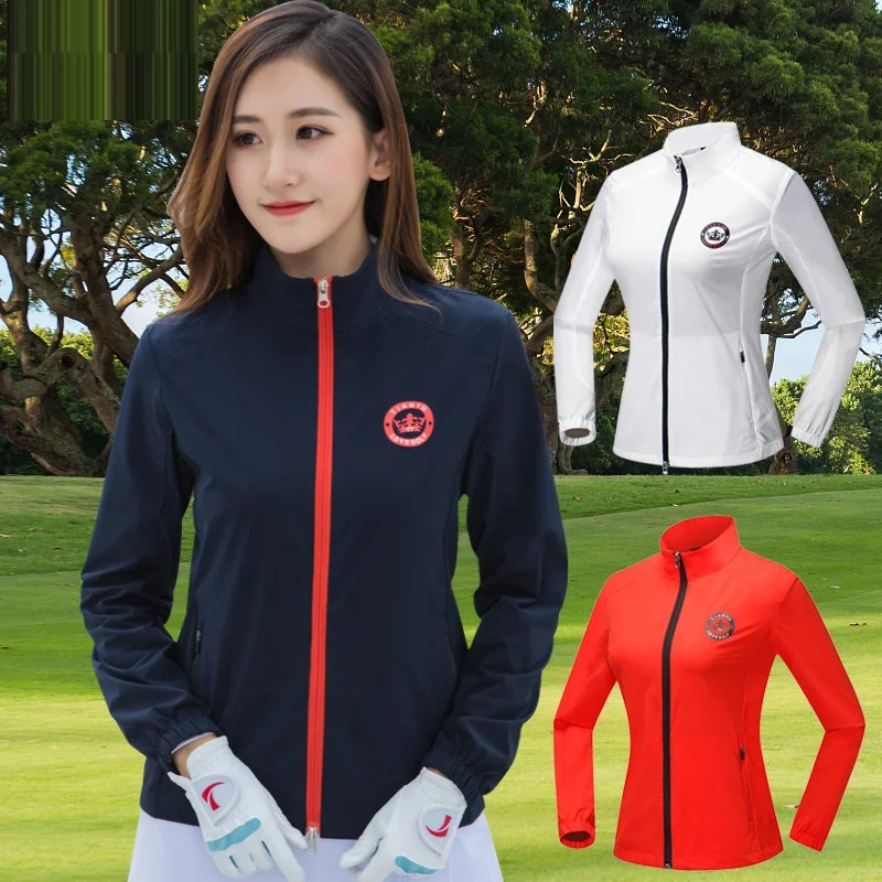 

Women Long Sleeve Golf Jacket Full Zipper Windproof Golf Apparel Ladies Sunscreen Windbreaker Run Tennis Sportswear D0684
